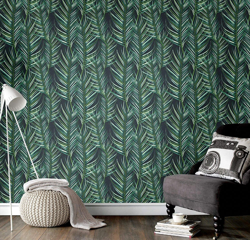 Green wallpaper with leaves design, Press profile homify Press profile homify トロピカルスタイルな 壁&床