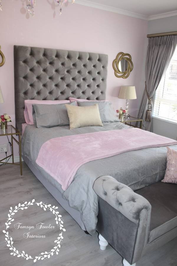 Fit for a Queen Pink Grey Gold Bedroom homify