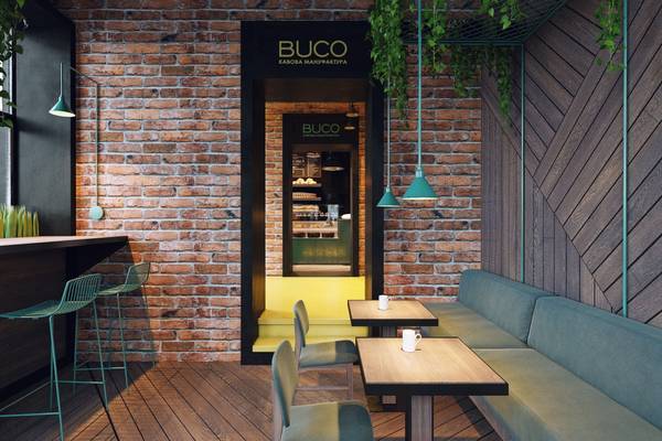Современный интерьер маленького кафе: яркие цвета и необычная стилистика