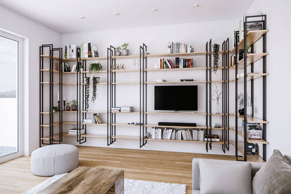 Shell: Una libreria a parete modulare con il design minimal e funzionale