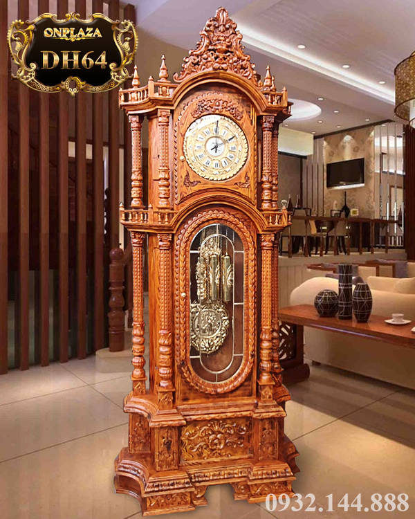 Đồng hồ cây tứ trụ hoa văn cổ điển gỗ mun Lào kích thước cao 230cm rộn –  golaxuyen