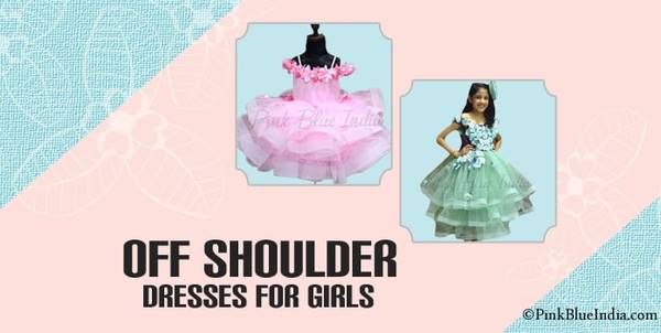Buy PEPPERMINT Floral Cotton Blend Off Shoulder Party Wear Girls Dress |  Shoppers Stop