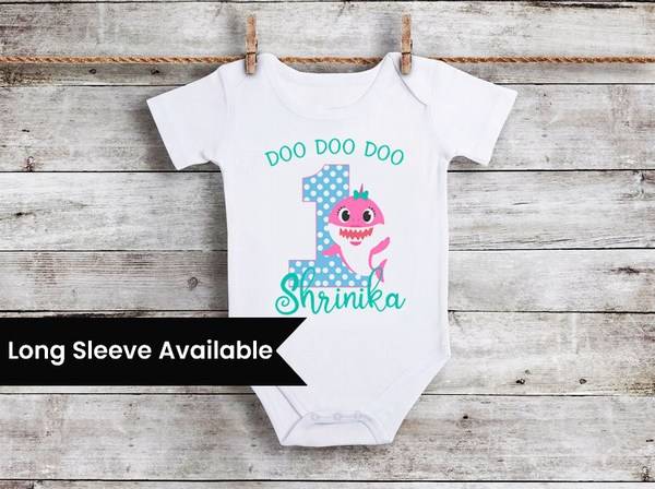 Baby shark first birthday outfit girl clearance