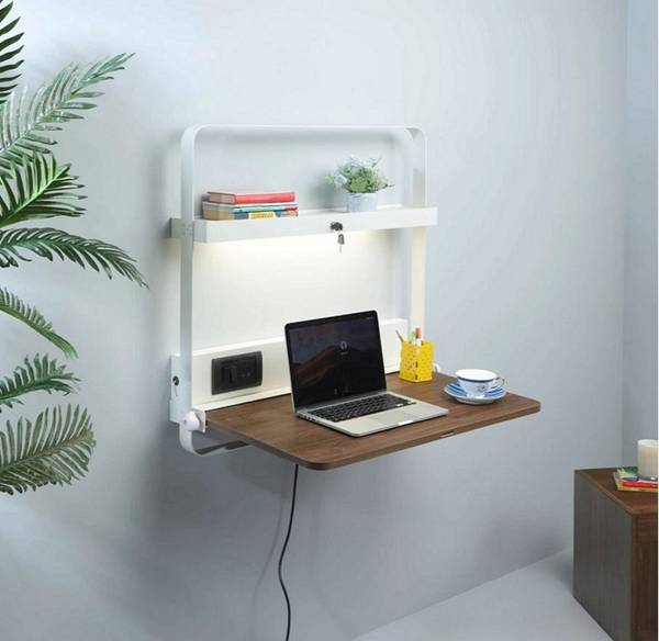 Foldable laptop store table wall mounted